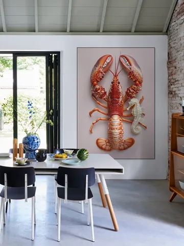 Red Lobster with Seahorse - Pastel Pink