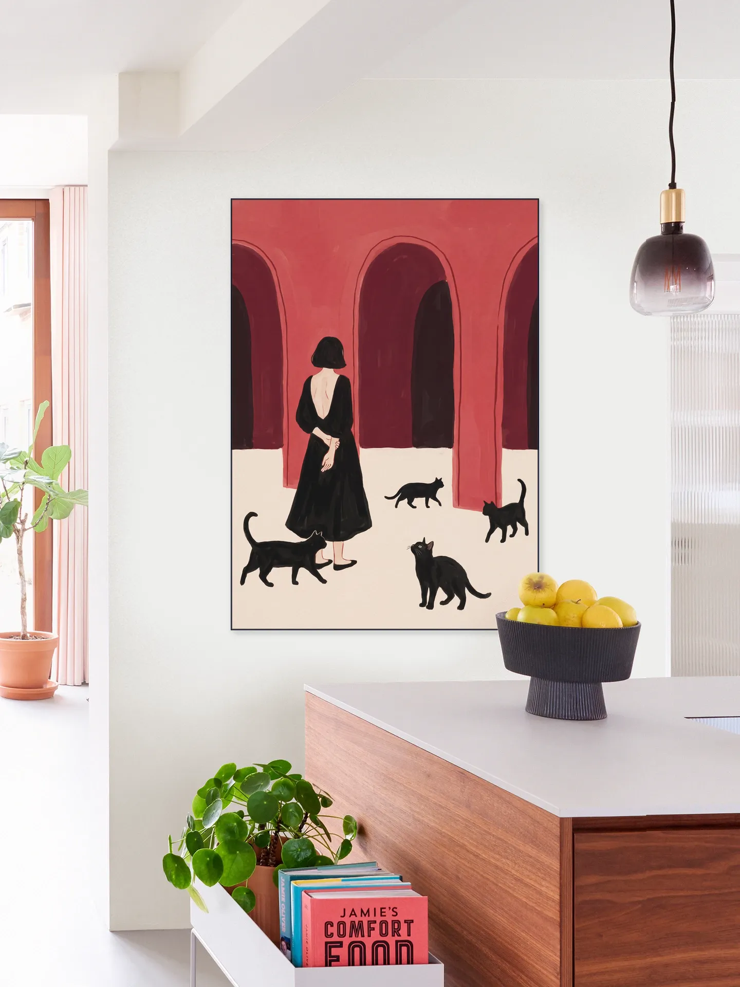 Elegant Woman Black Cats