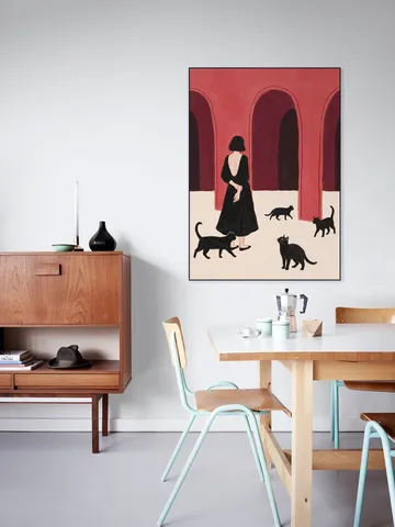 Elegant Woman Black Cats