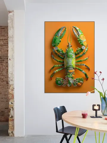 Green Lobster - Recycled Art with Cans