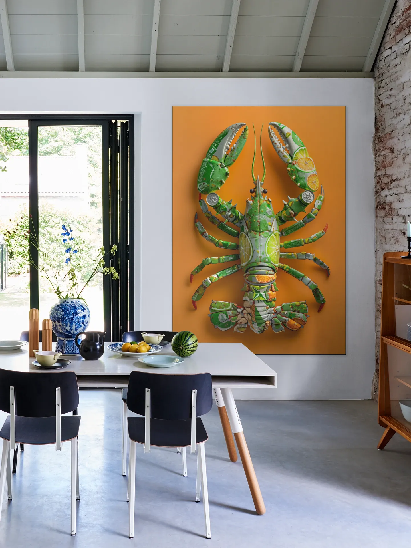 Green Lobster - Recycled Art with Cans