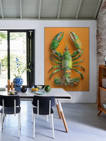 Green Lobster - Recycled Art with Cans