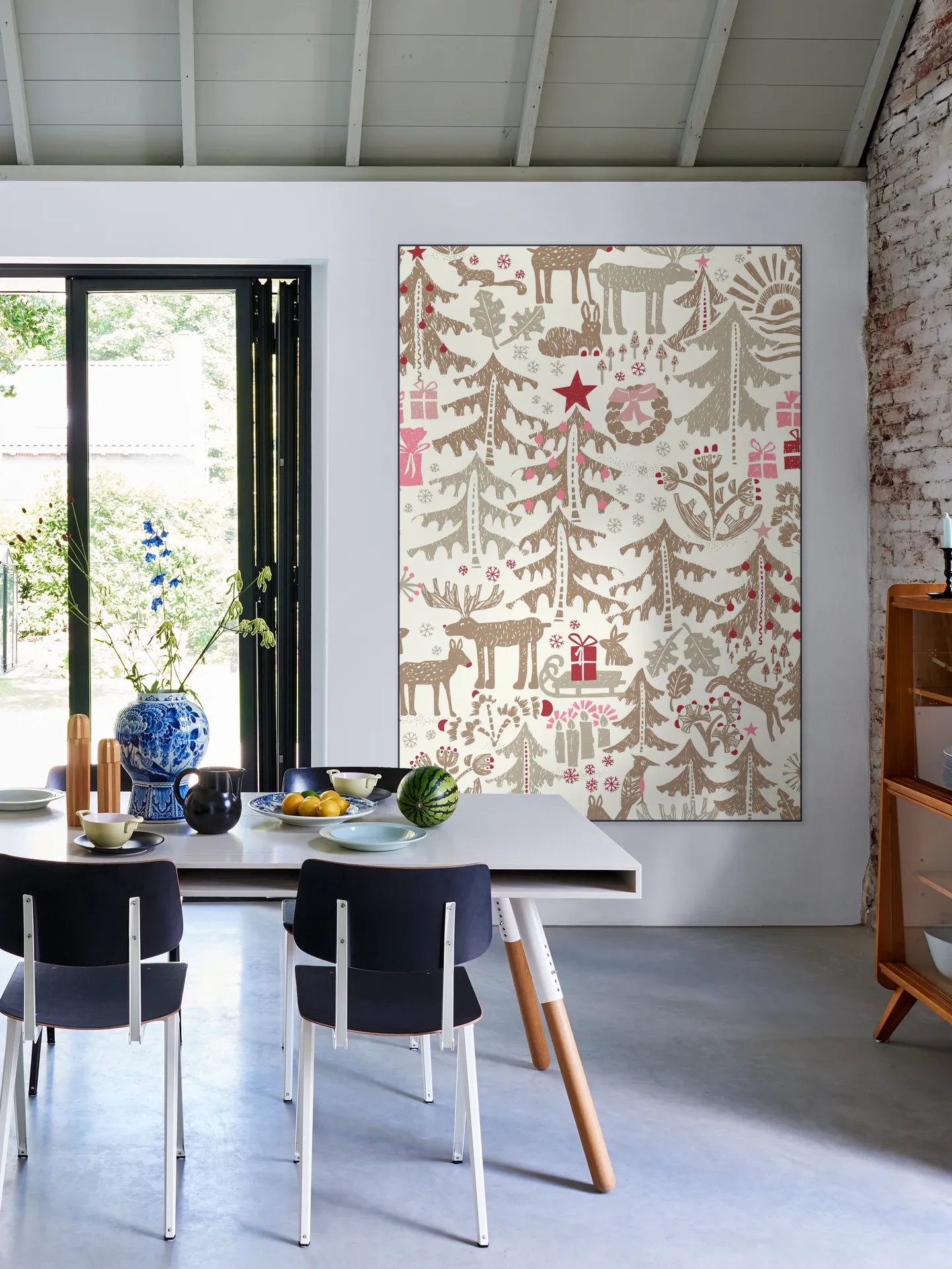 X-Mas Winter Forest Pattern - Beige
