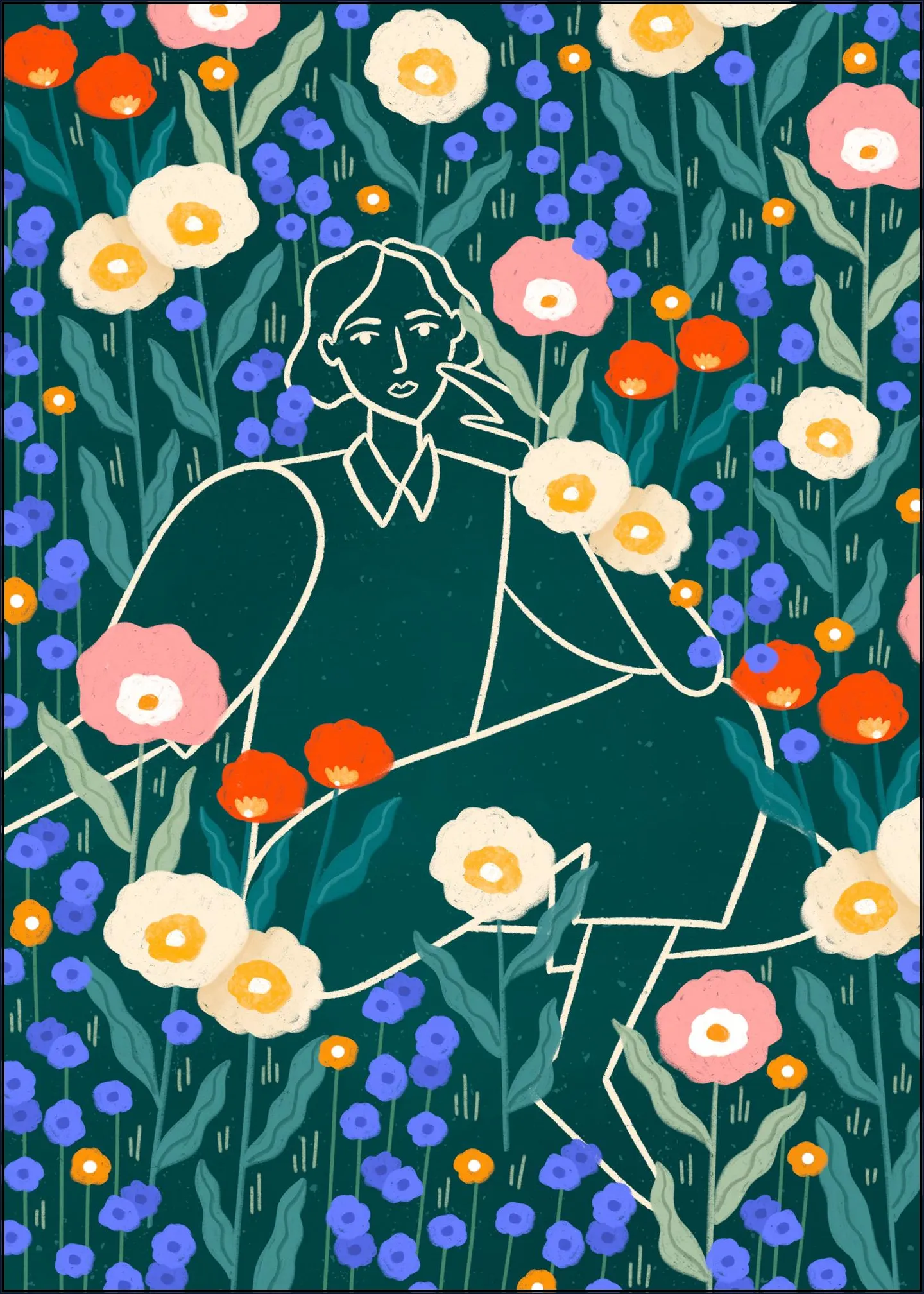 Line Lady With Florals