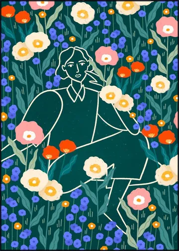 Line Lady With Florals