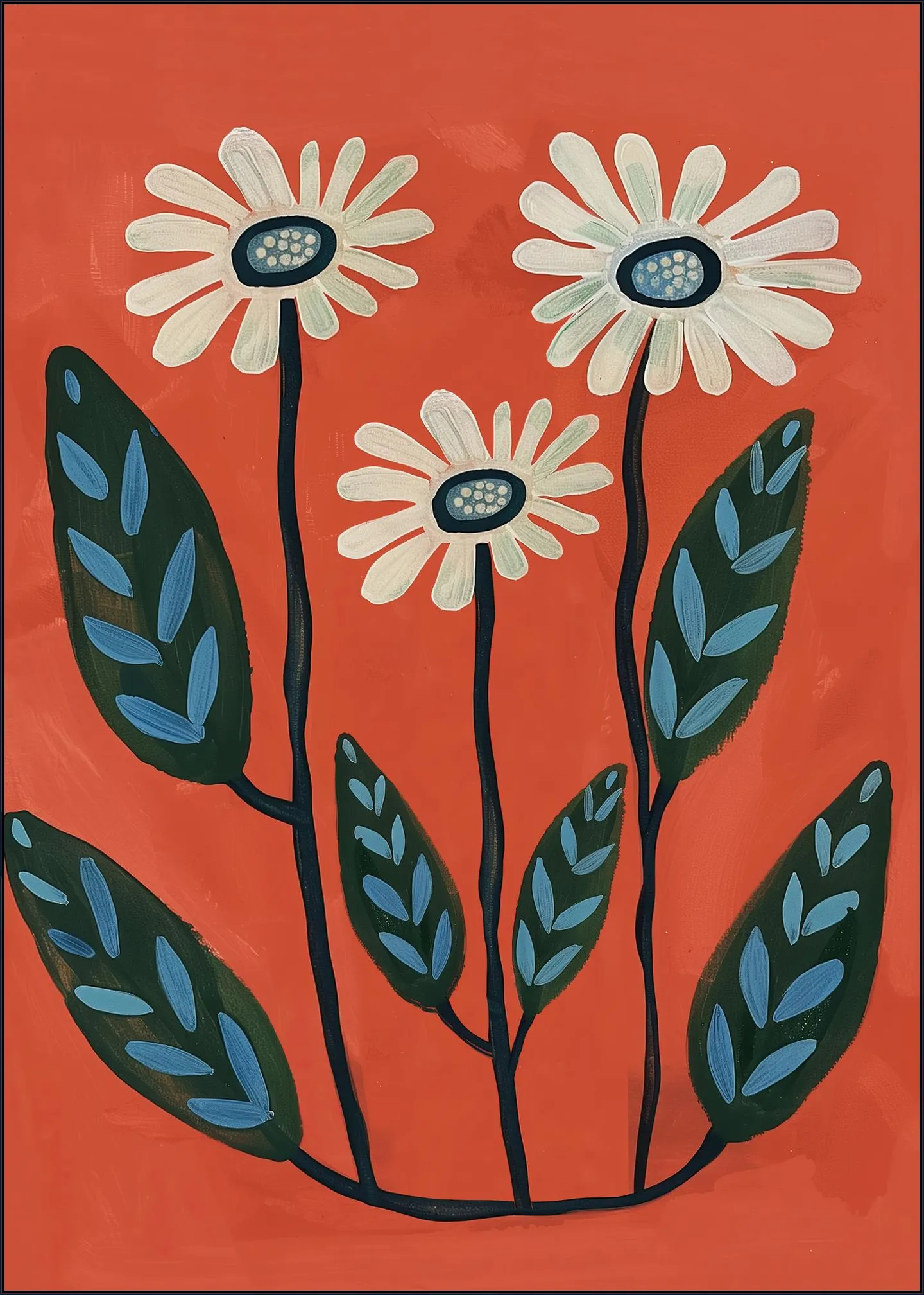 Terracotta Abstract Daisy Flowers