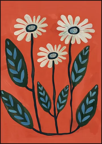 Terracotta Abstract Daisy Flowers