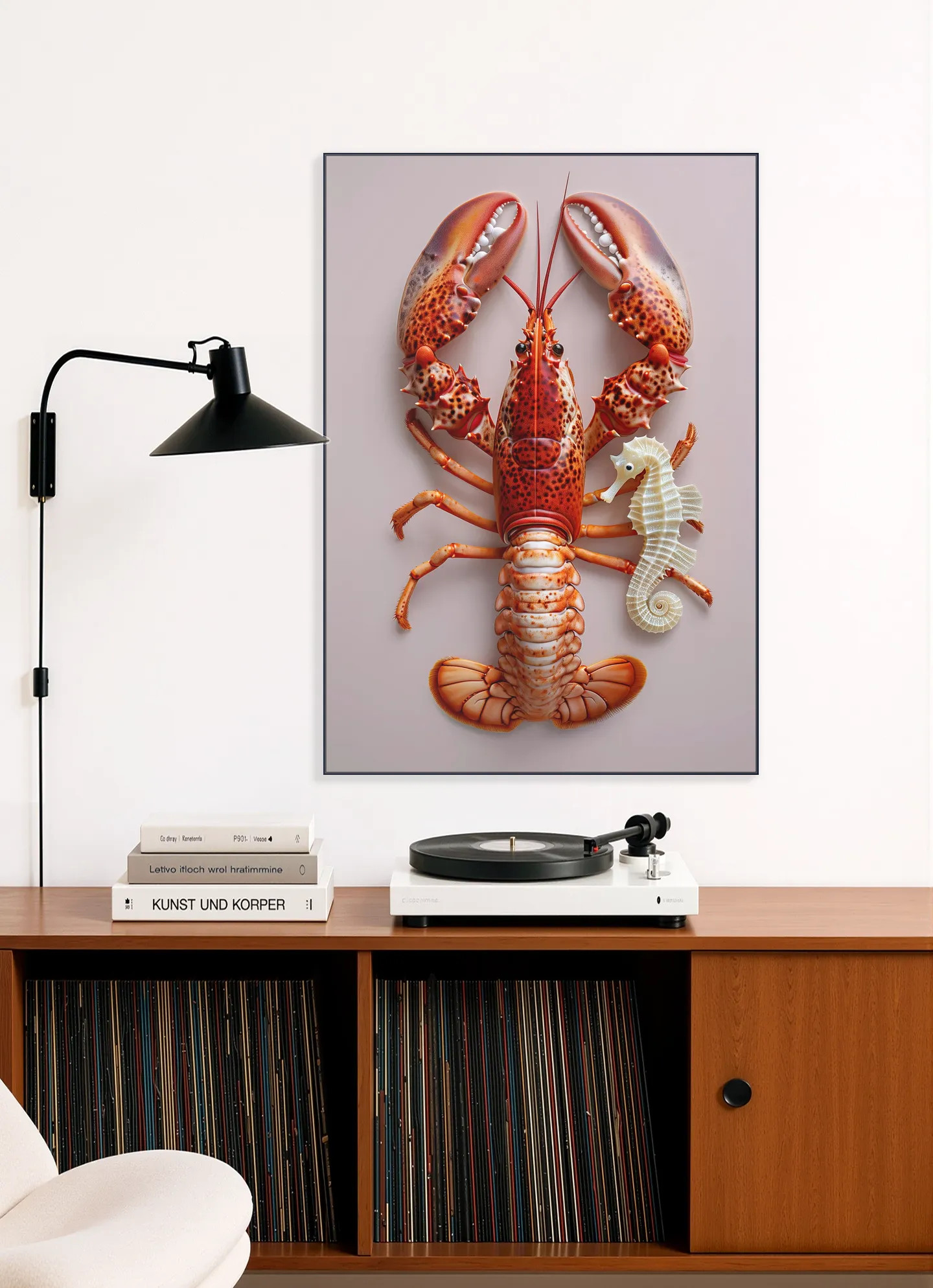 Red Lobster with Seahorse - Pastel Pink