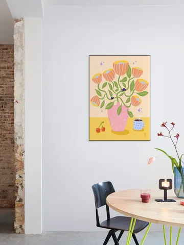 Dirkie Nell Retro Bell Flowers in a Vase Illustration