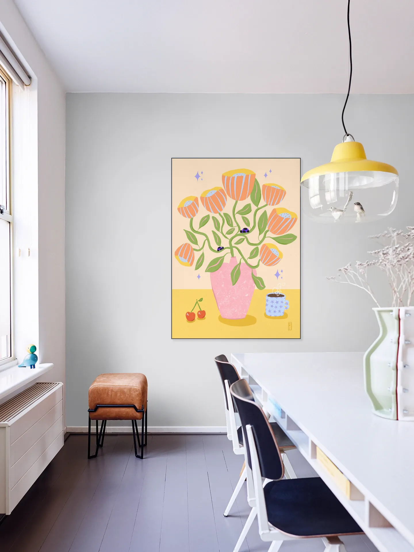 Dirkie Nell Retro Bell Flowers in a Vase Illustration
