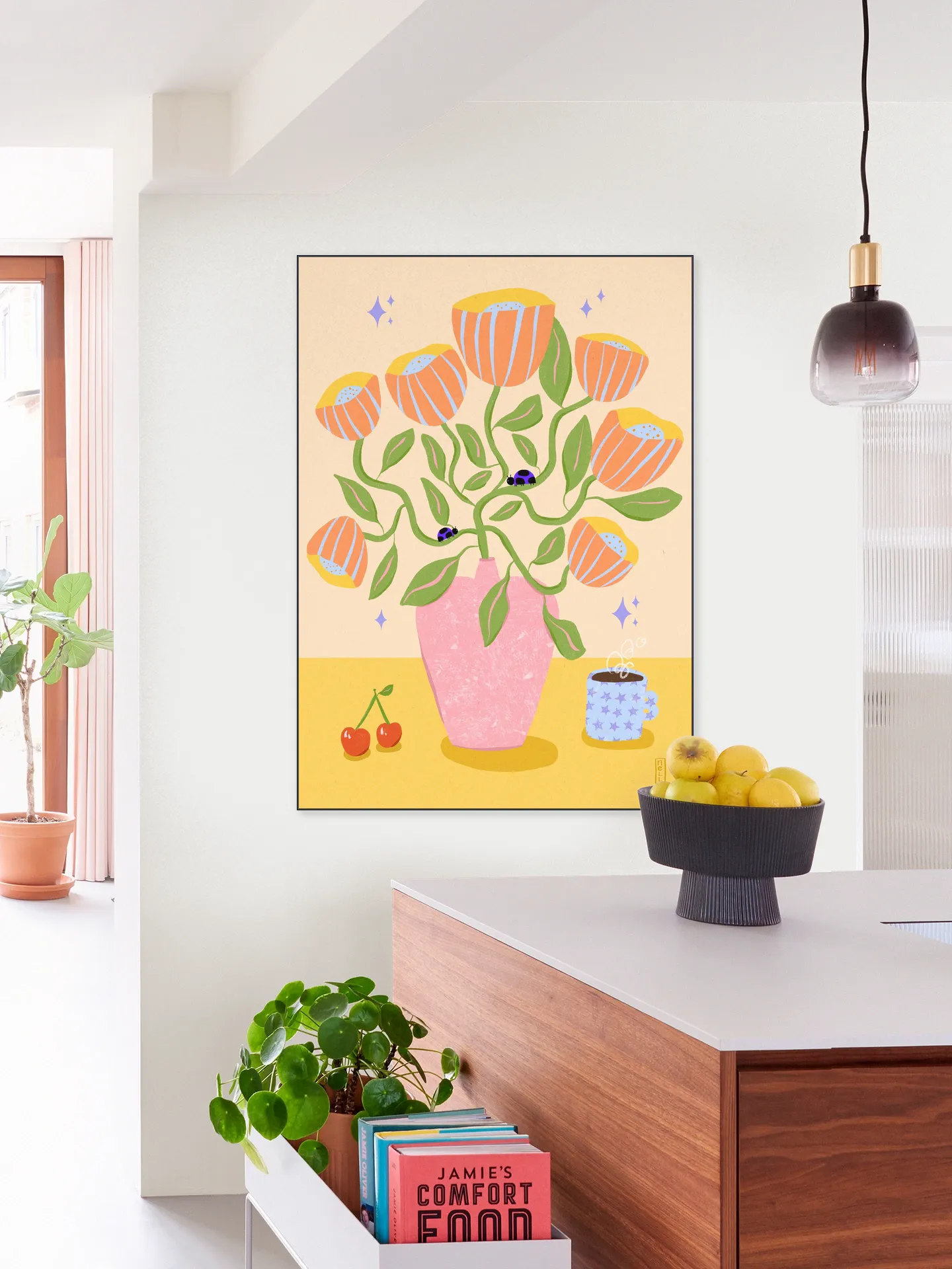 Dirkie Nell Retro Bell Flowers in a Vase Illustration