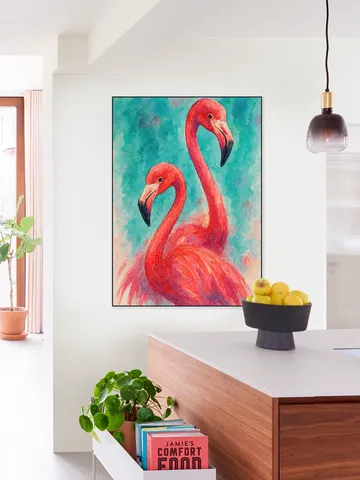 Two Exotic Pink Flamingos