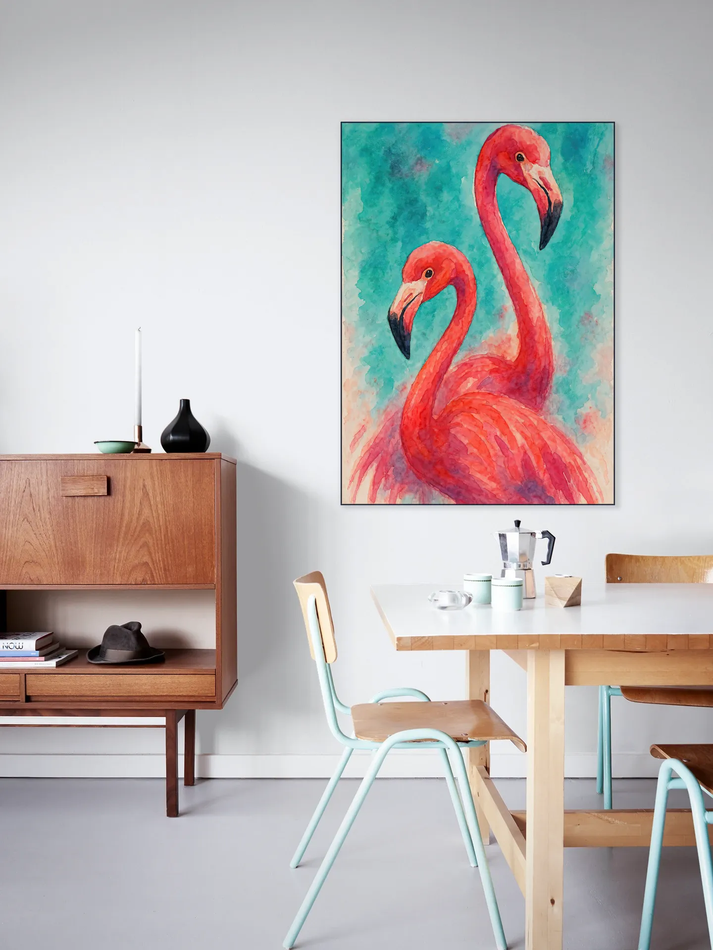 Two Exotic Pink Flamingos