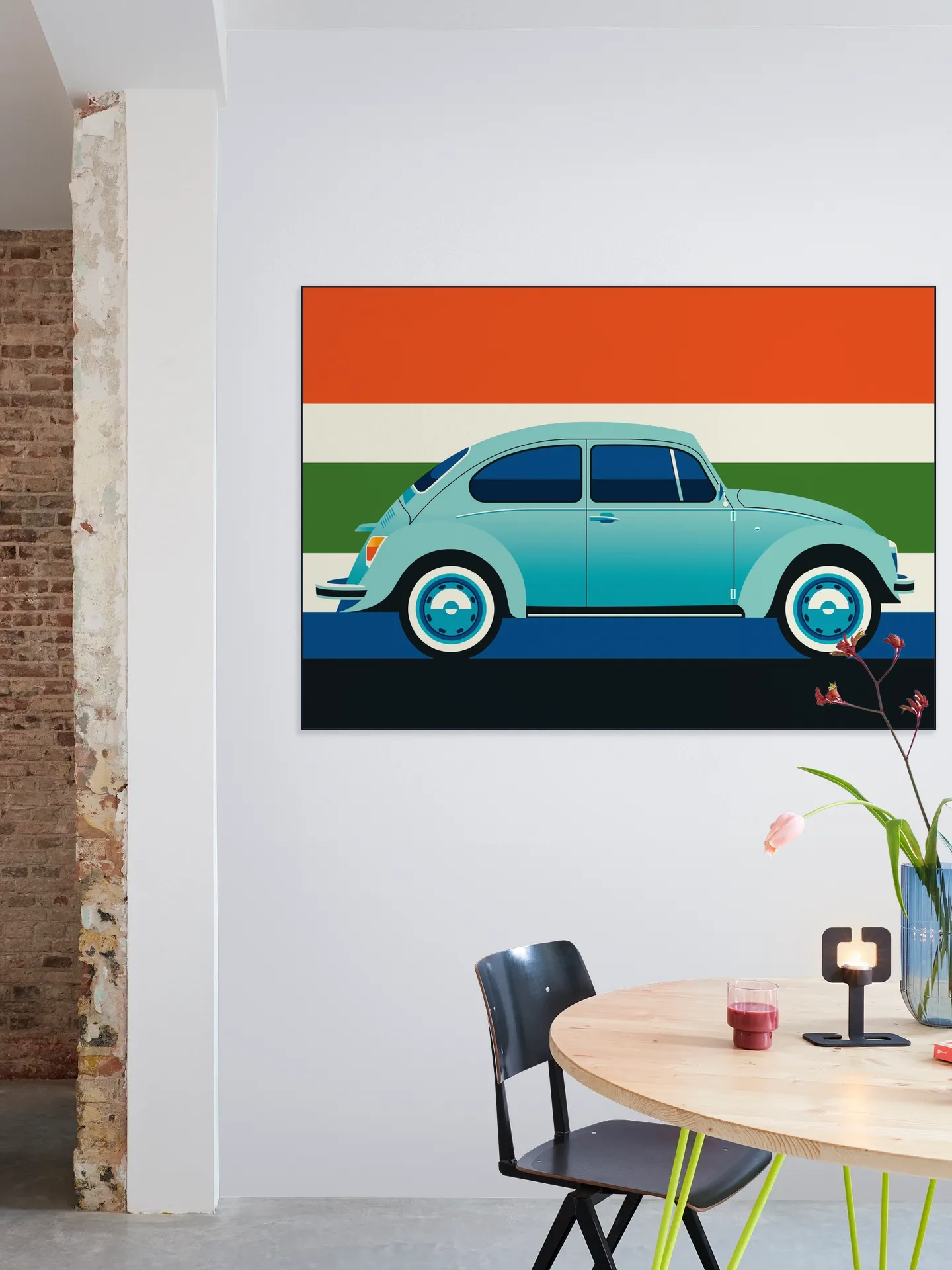 Mint Vintage Car with Stripes