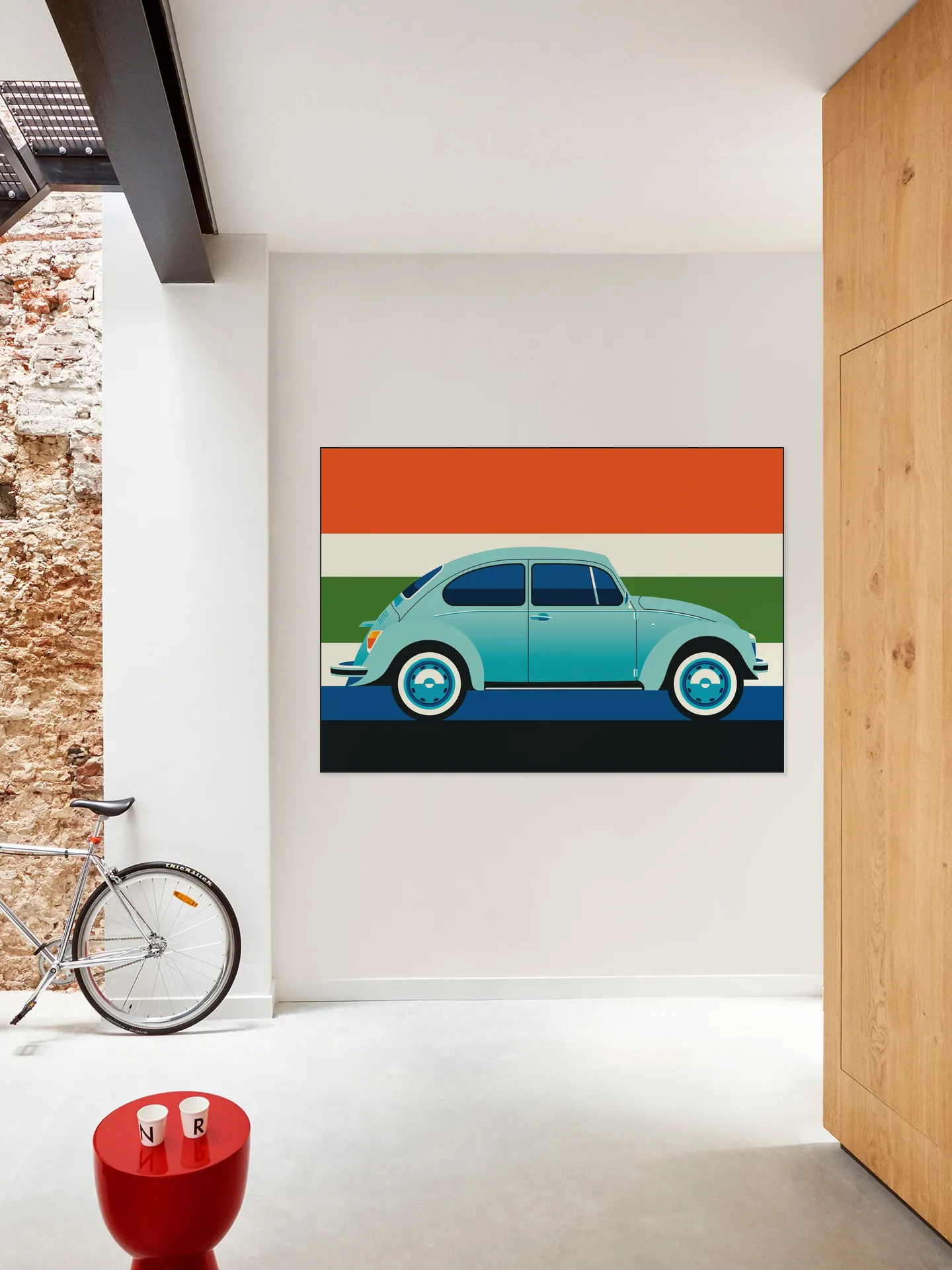 Mint Vintage Car with Stripes