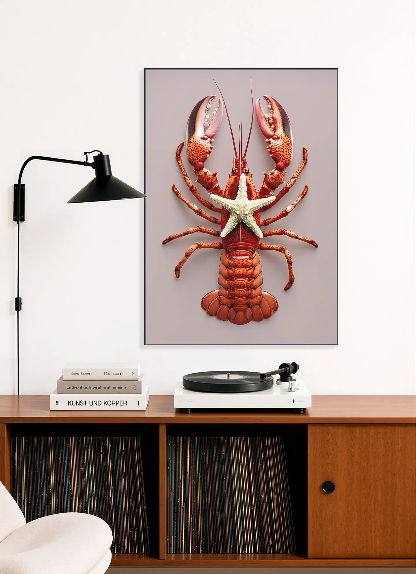 Red Lobster with Starfish - Pastel Pink