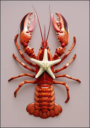 Red Lobster with Starfish - Pastel Pink