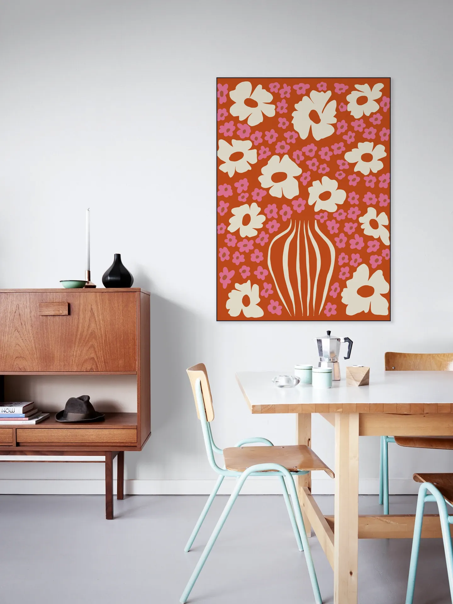 Flower Pot In Orange and Pink