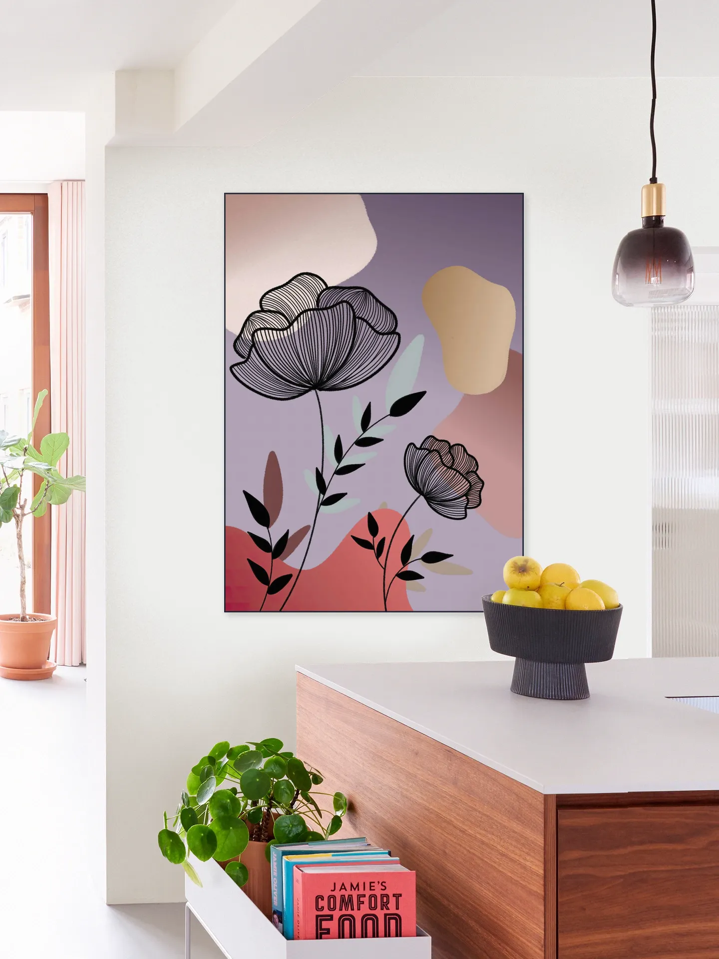Black Line Art Flower