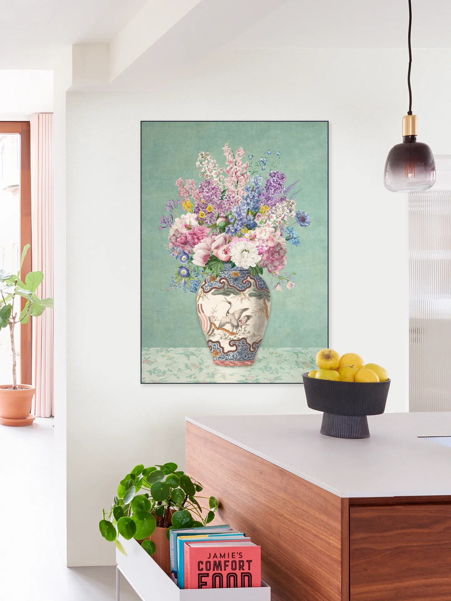 Vintage Floral Chinoiserie Vase