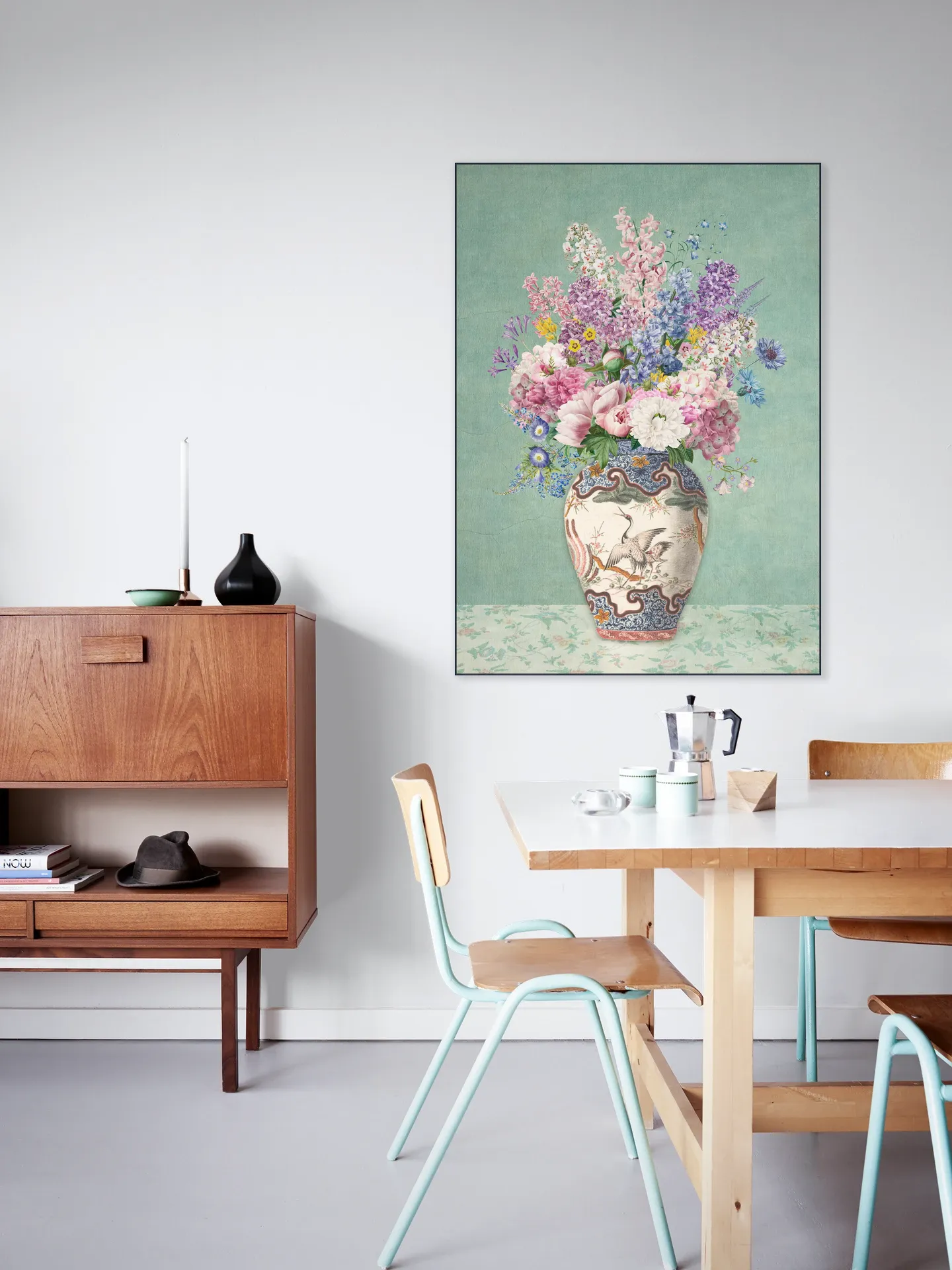Vintage Floral Chinoiserie Vase
